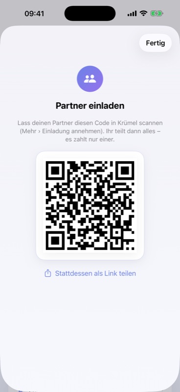 Partner per QR-Code einladen